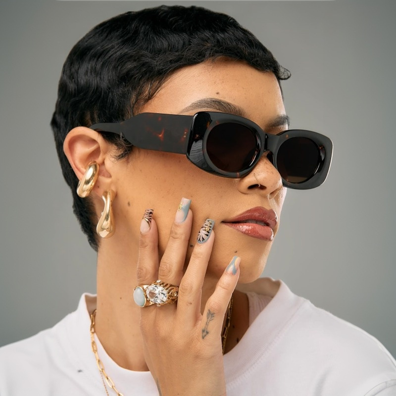 Street Fashion High End - Leopard Color Sunglasses Women's Rectangular Fashion