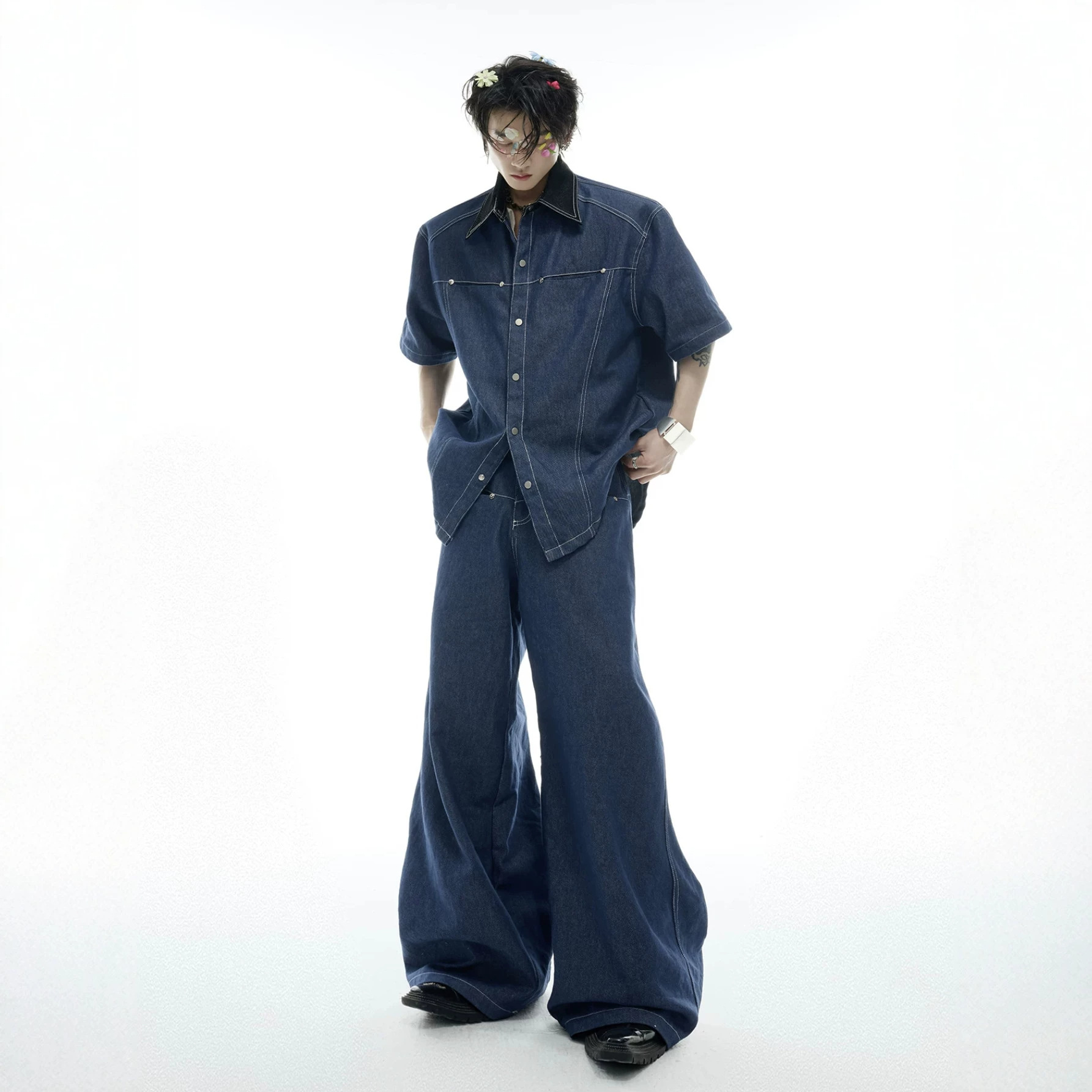 Street Fashion American - Summer Men's Denim Matching Set American