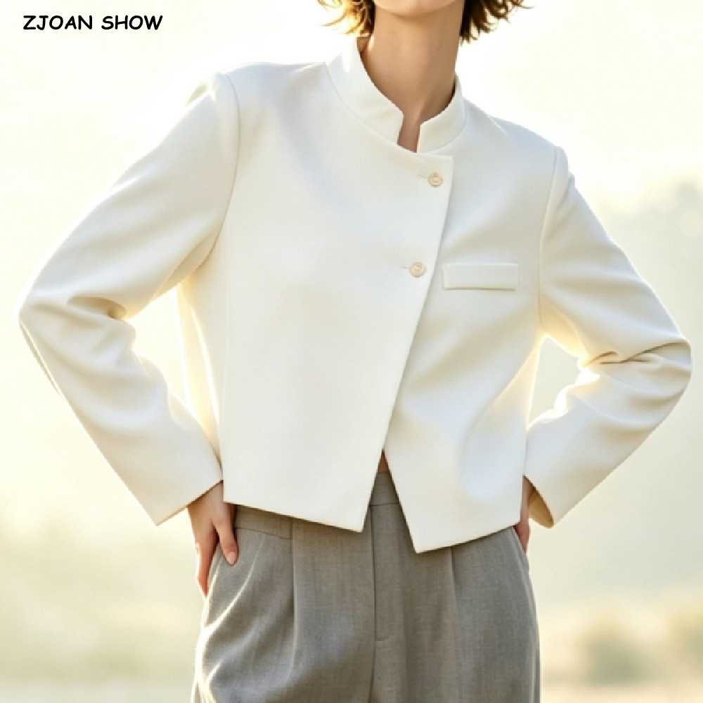 Street Fashion In Chinese - Chinese Style Autumn Women Ivory Mandarin