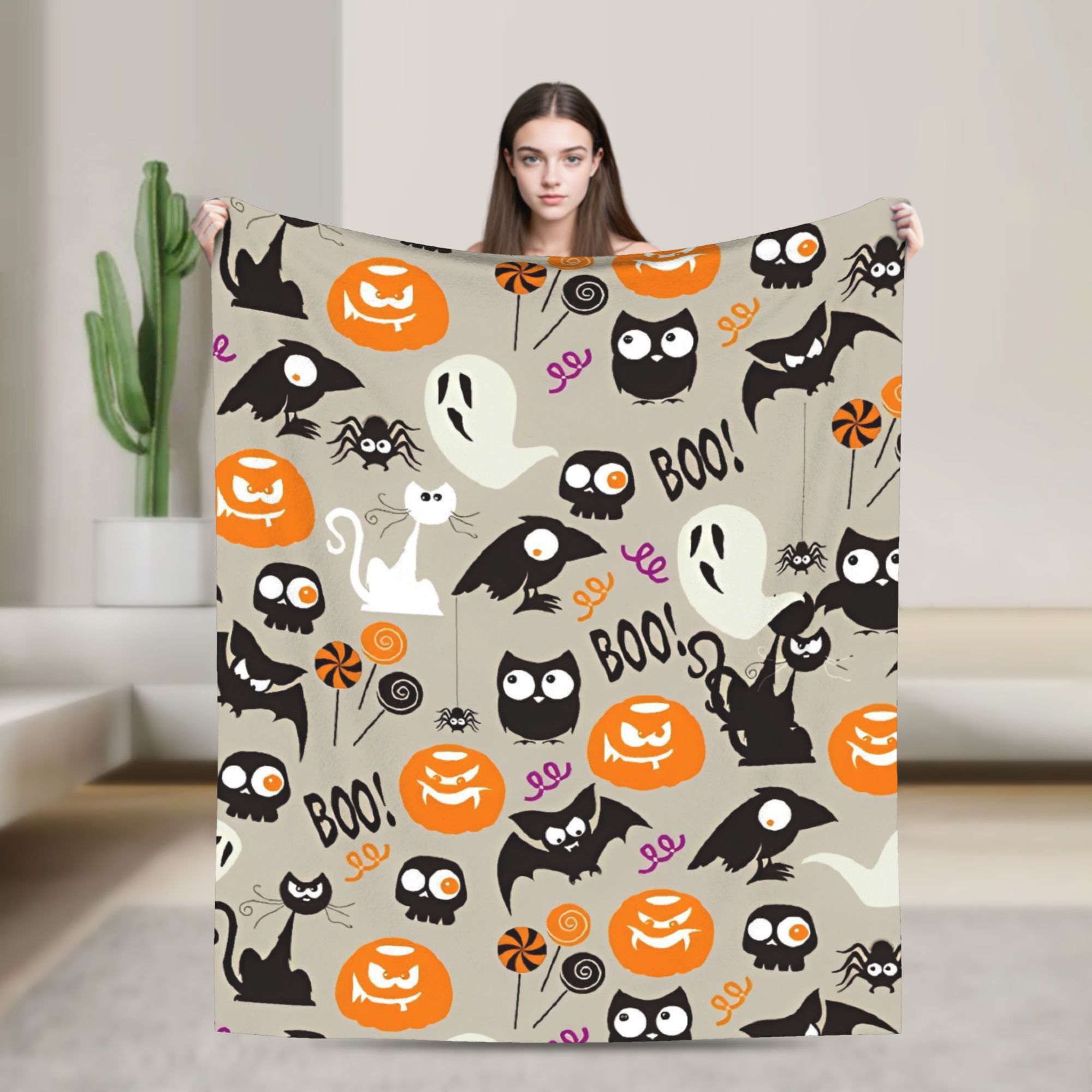 Street Fashion Theme - Soft Warm Picnic Halloween Theme Pattern
