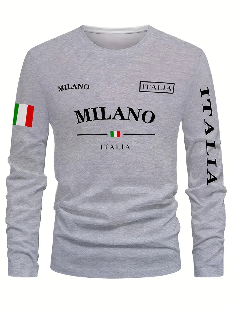 Street Fashion In Milan - 2026 Spring/Summer Men's Long-Sleeved T-shirt Street