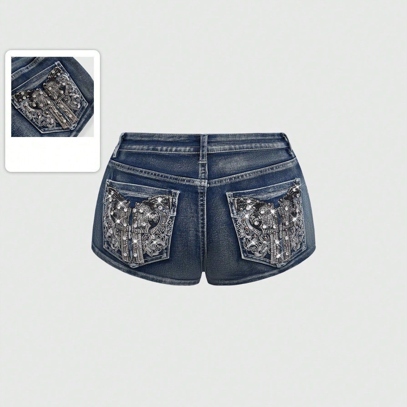 Summer Rhinestone Embroidered  - đánh giá và giá Street Fashion American