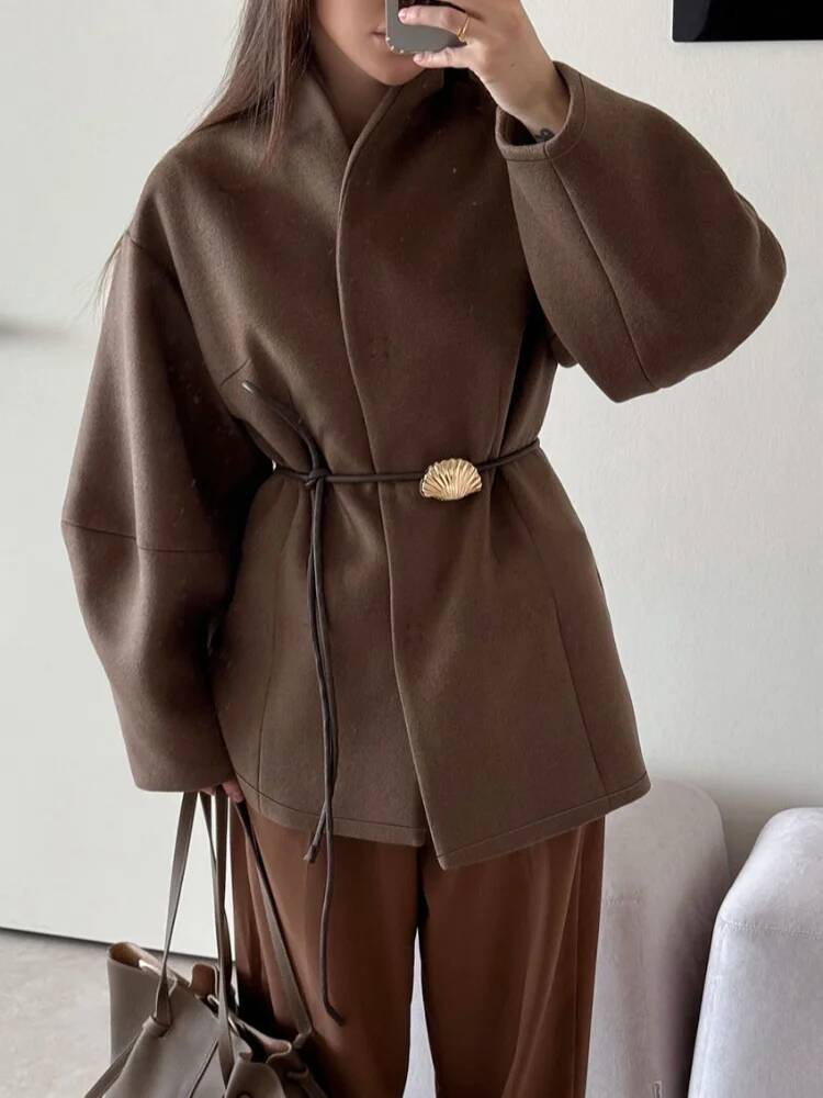 Chic Women's Solid Woolen Coat - đánh giá và giá Street Fashion Taiwan