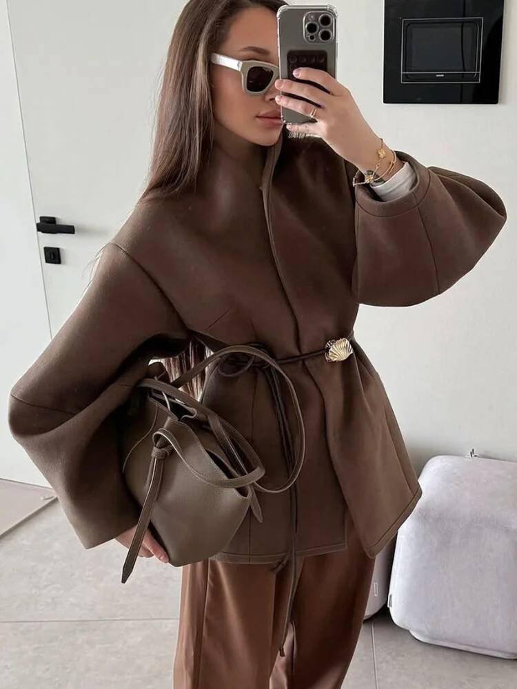 Chic Women's Solid Woolen Coat - đánh giá và giá Street Fashion Taiwan
