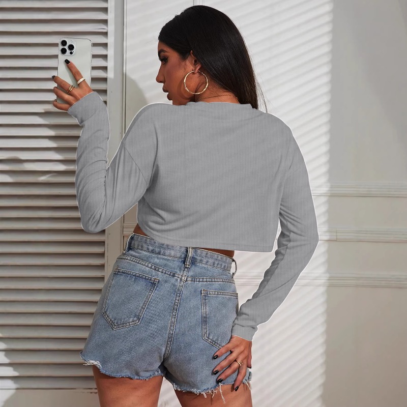 Women Crop Top T-Shirts Solid  - đánh giá và giá Fashion Street Yoga