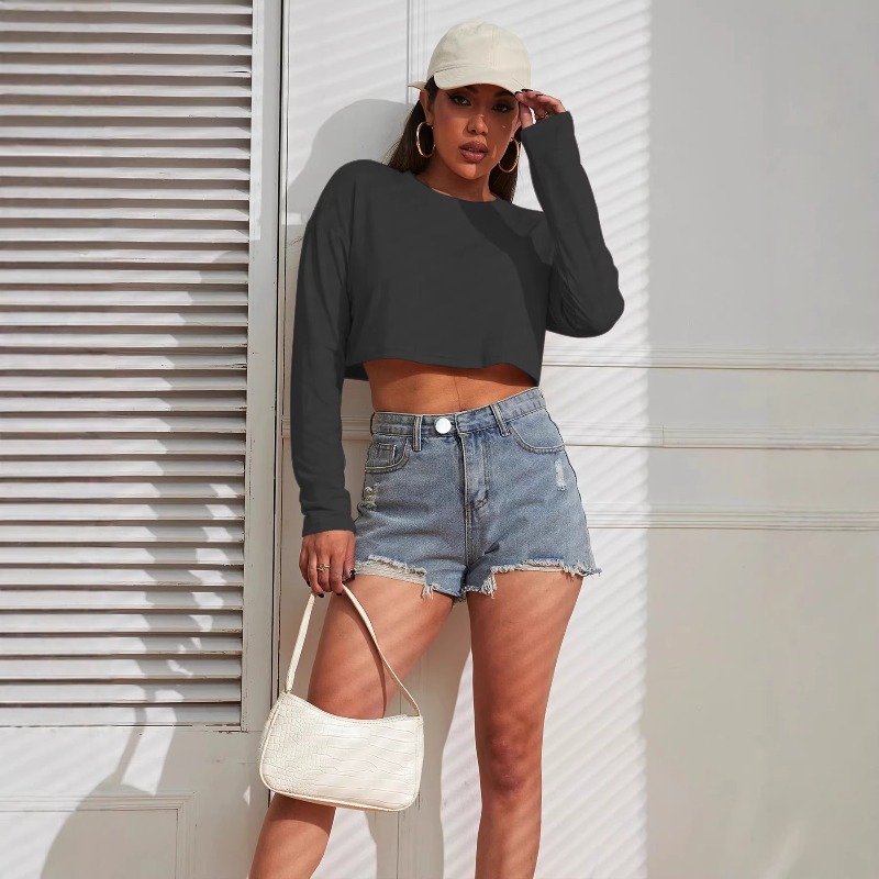 Women Crop Top T-Shirts Solid  - đánh giá và giá Fashion Street Yoga