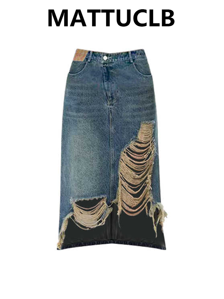 Women 2000s Midi Skirt Ripped  - đánh giá và giá Street Fashion American