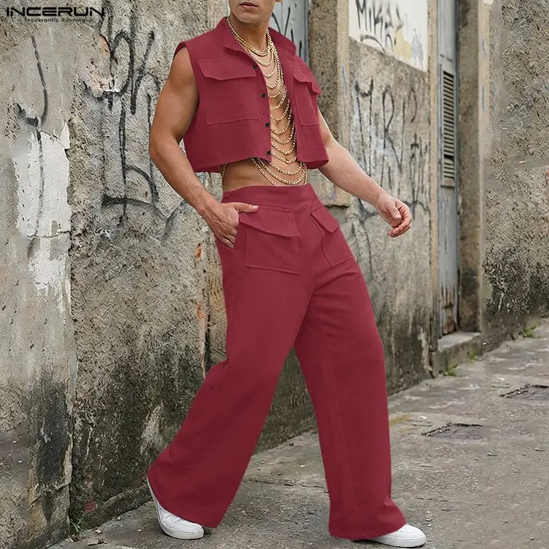 INCERUN Men Sets Solid Sleevel - đánh giá và giá Street Fashion Clothes