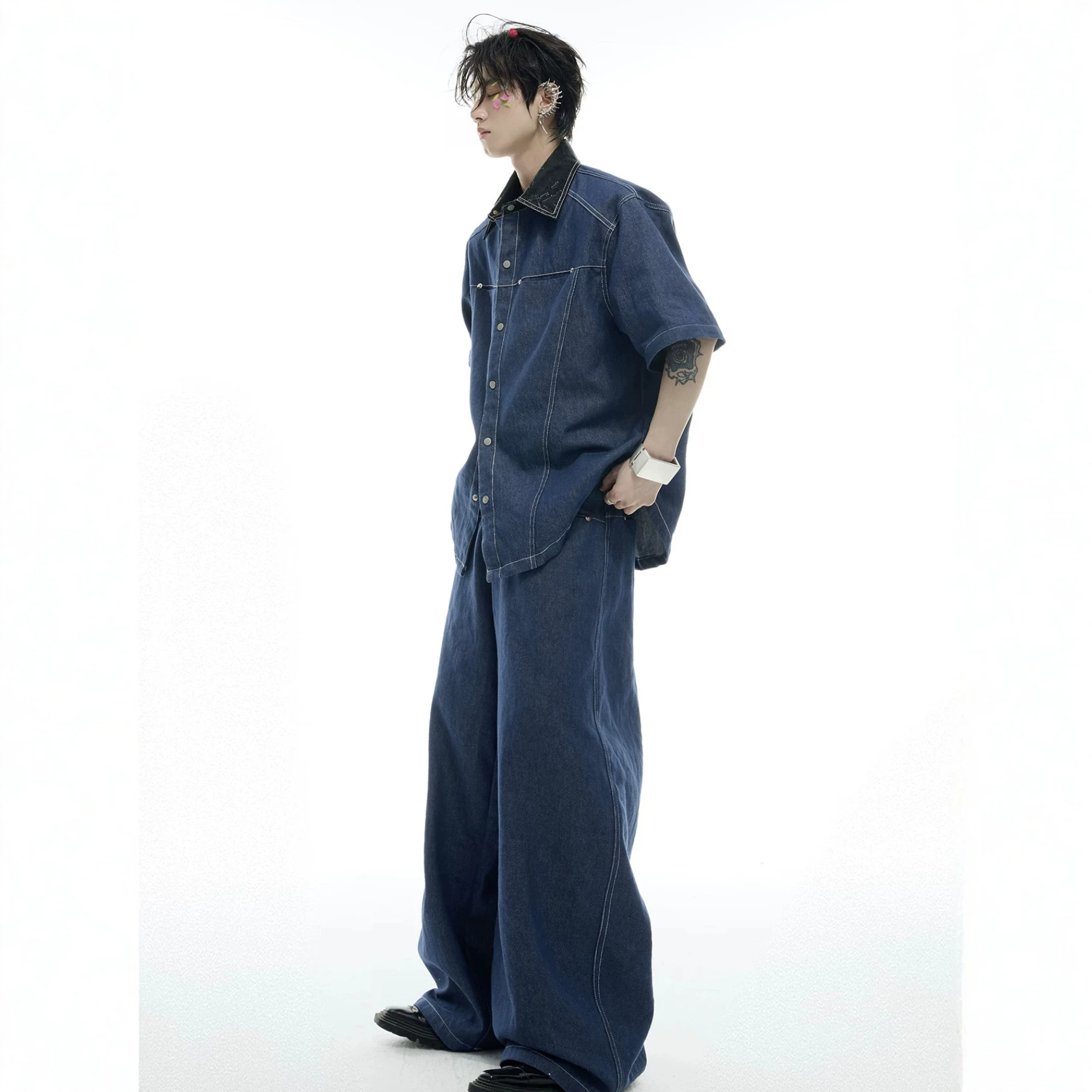 Summer Men's Denim Matching Se - đánh giá và giá Street Fashion American