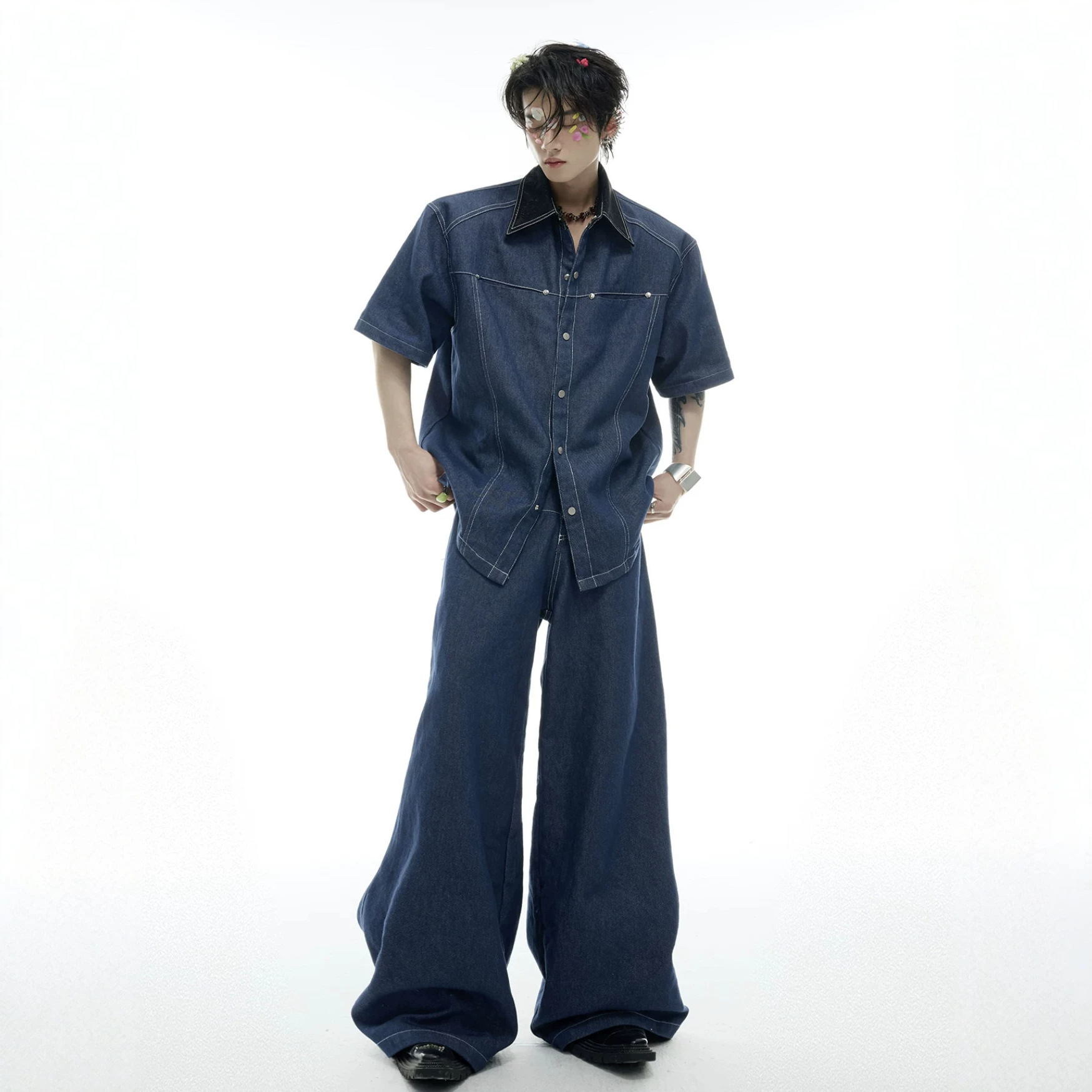Summer Men's Denim Matching Se - đánh giá và giá Street Fashion American