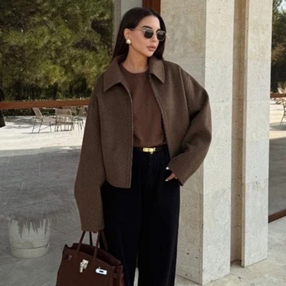 Vintage Solid Brown Turndown C - đánh giá và giá Street Fashion Shanghai