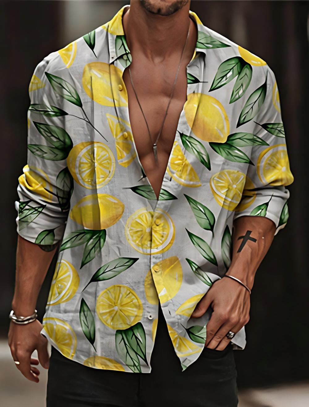 Men's Lemon Shirt Summer Hawai - đánh giá và giá Street Fashion Shanghai