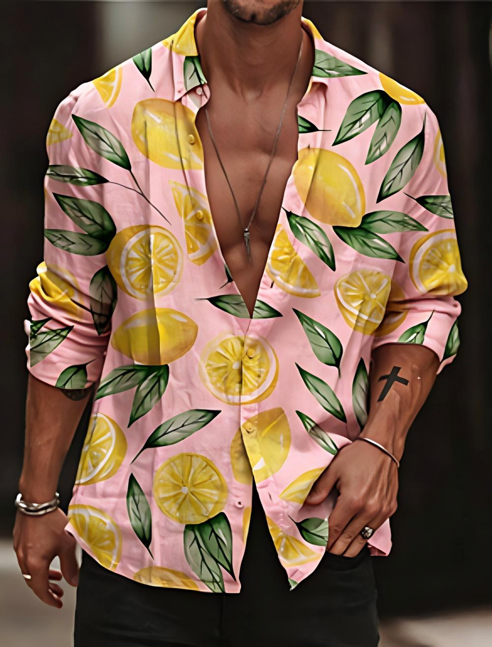 Men's Lemon Shirt Summer Hawai - đánh giá và giá Street Fashion Shanghai