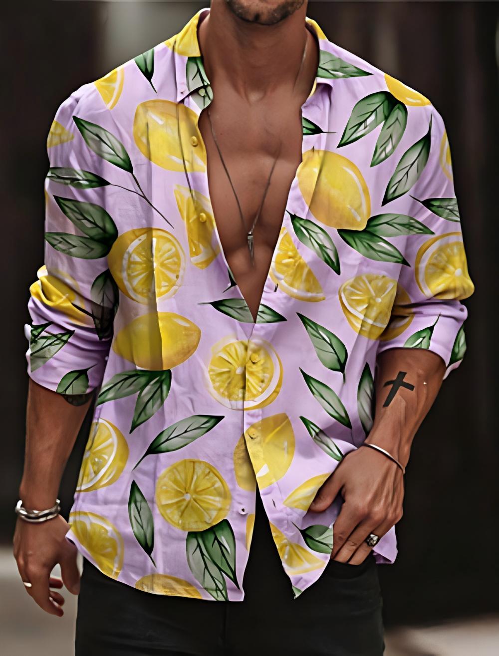Men's Lemon Shirt Summer Hawai - đánh giá và giá Street Fashion Shanghai