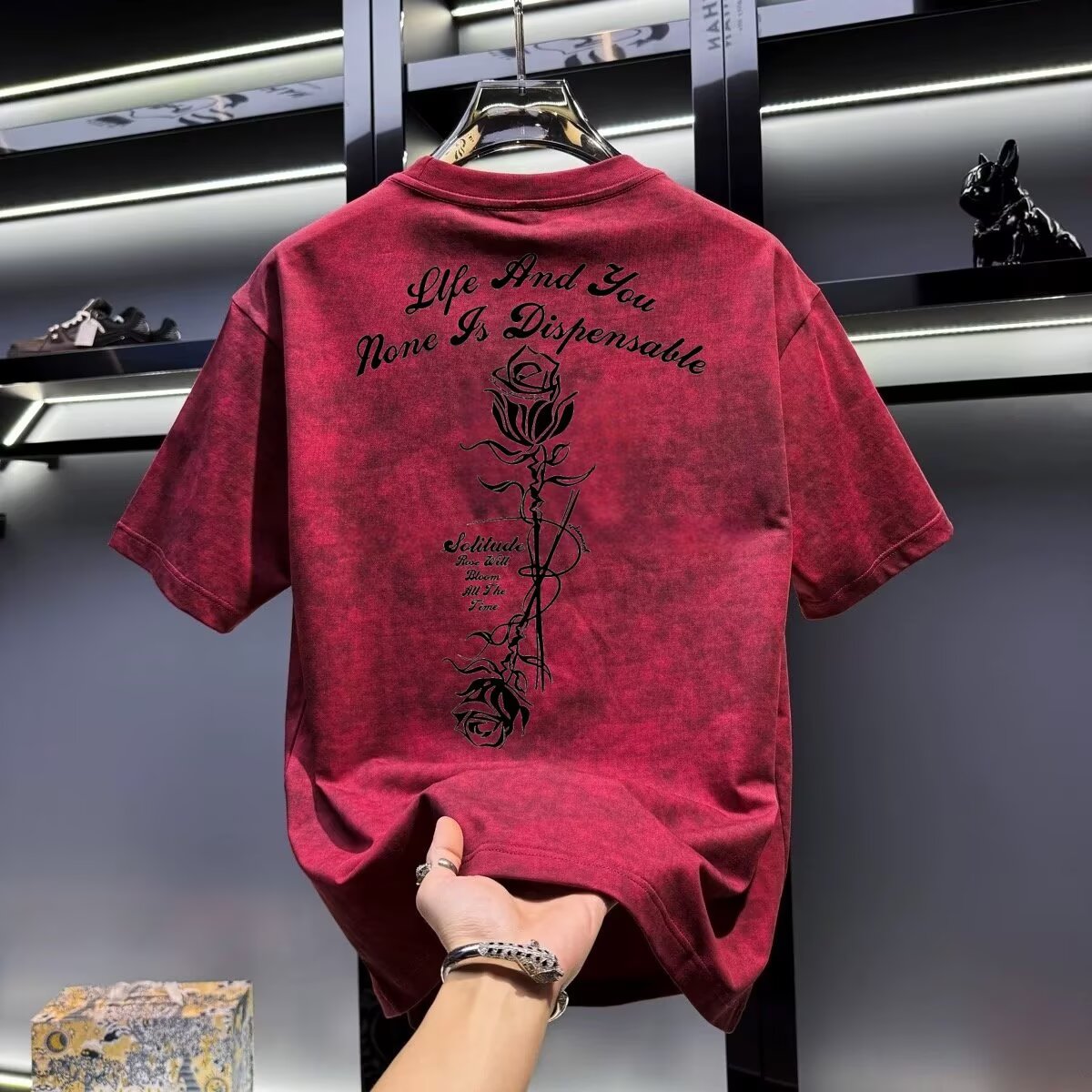 Summer men's khaki T-shirt Hig - đánh giá và giá Street Fashion In Chinese