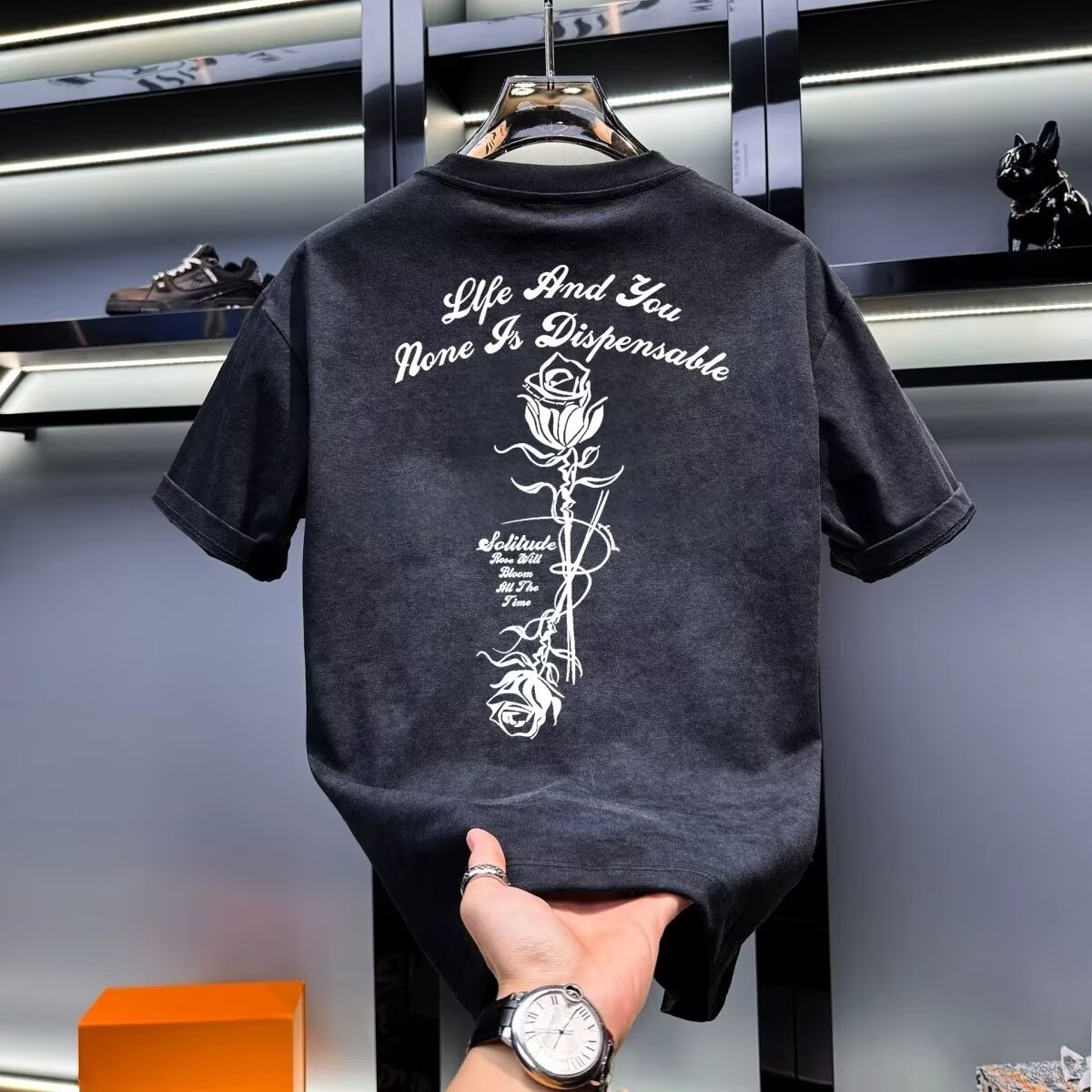 Summer men's khaki T-shirt Hig - đánh giá và giá Street Fashion In Chinese