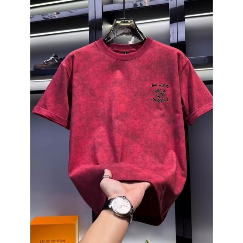 Summer men's khaki T-shirt Hig - đánh giá và giá Street Fashion In Chinese