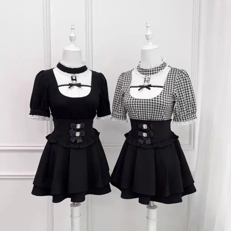 Gothic Sweet Ruffle Lace Plaid - đánh giá và giá Street Fashion China Girl