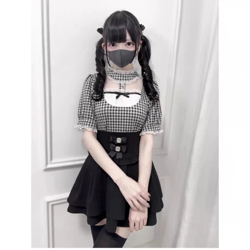 Gothic Sweet Ruffle Lace Plaid - đánh giá và giá Street Fashion China Girl